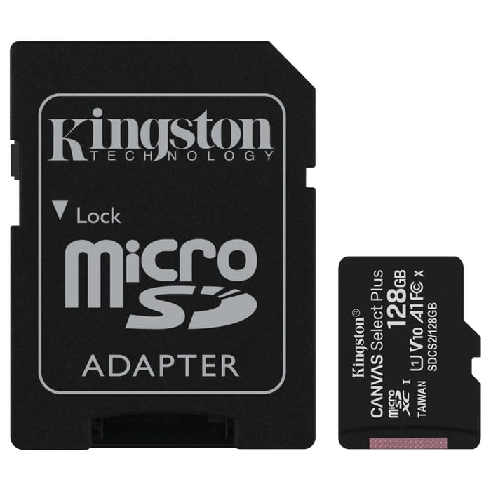 128Gb microSD C10 Kingston с адаптером