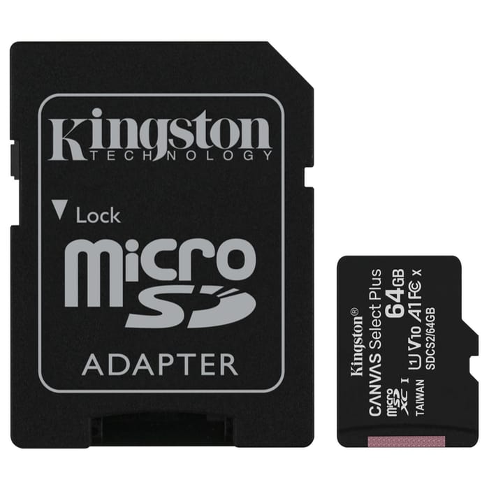 64Gb microSD C10 Kingston с адаптером